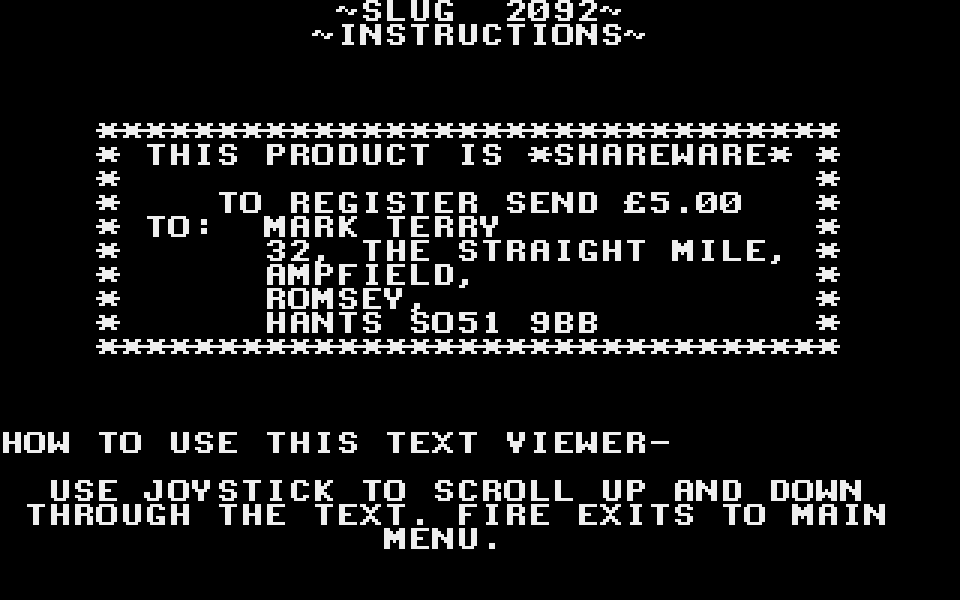 Slug 2092 atari screenshot